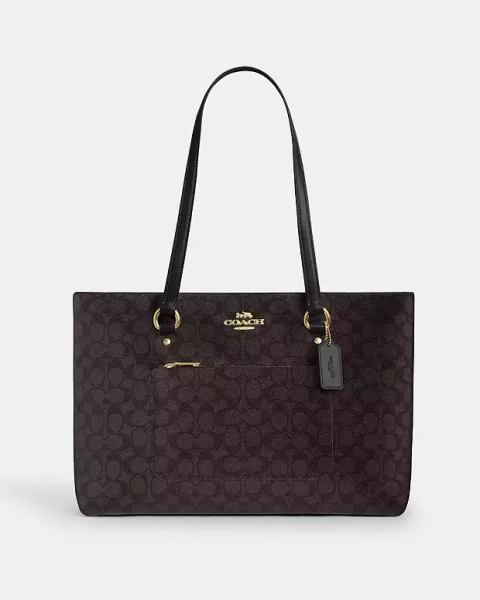 Gold/Walnut/Black Station Tote Bag In Signature Canvas