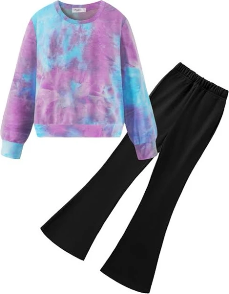 Arshiner 2 Piece Girl Outfits Fall Winter Sweatshirts and Bell Pant Set