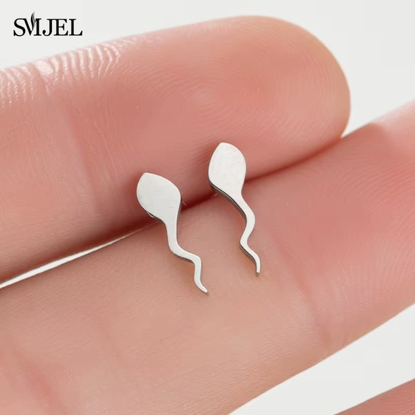 2024 Stainless Steel Sperm Shape Stud Earrings Unique Punk Style Tadpole Earrings for Adults Sexy Funny for Couples Jewelry - AliExpress 