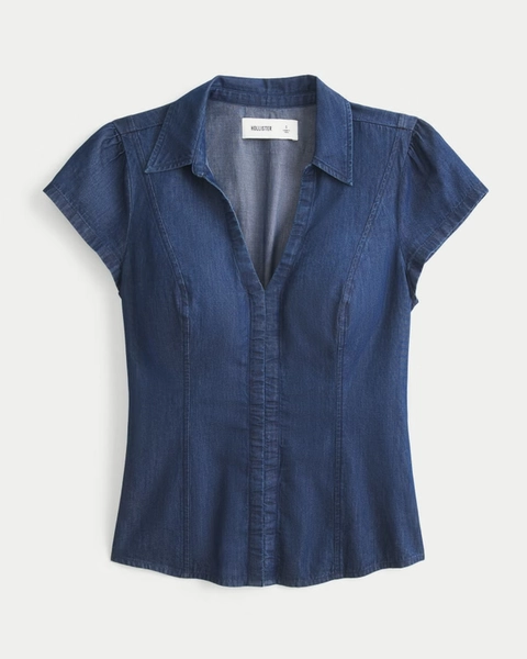 Cinched Short-Sleeve Shirt