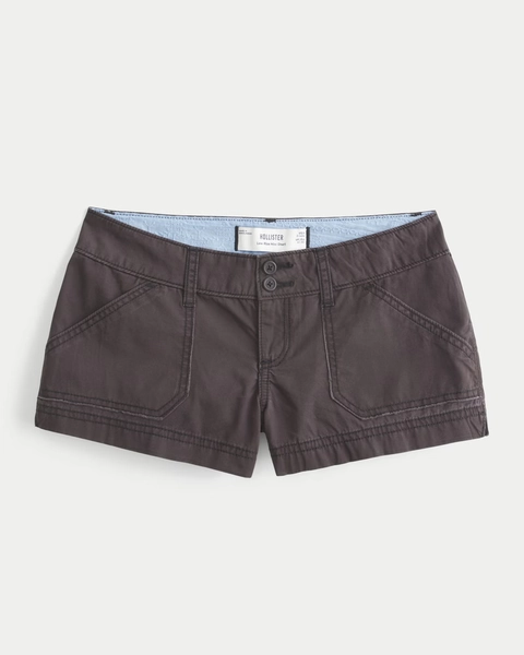 Low-Rise Poplin Pop Waistband Mini Shorts