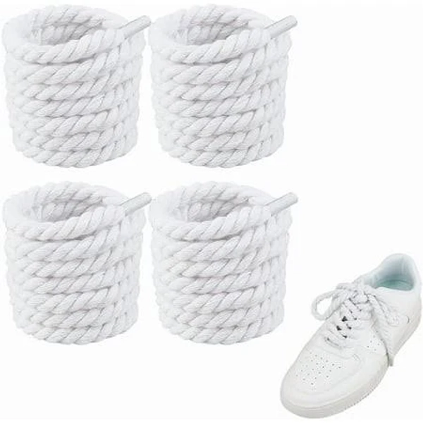 1set 4 Pairs Thick Rope Shoelaces 8mm Width Round Shoelace Cotton Shoestring Replacement Shoe Laces Chunky Shoe Lace Colorful DIY