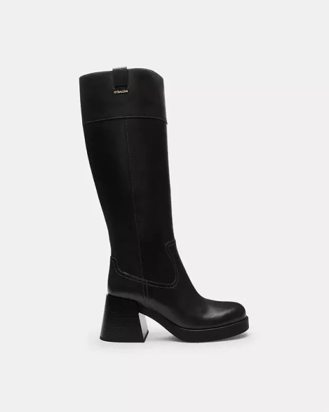 Black Block Heel Tall Boot