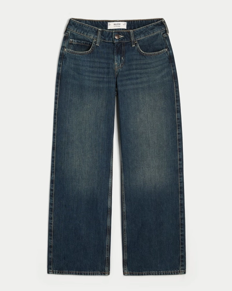 Low-Rise Dark Wash Baggy Jeans