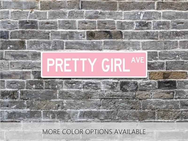 Pretty Girl Avenue, Custom Metal Street Sign, Gift for Her, Dorm Room Decor, Girls Wall Art, Bedroom Decor, Teen Girl Gift, Custom Name Sign