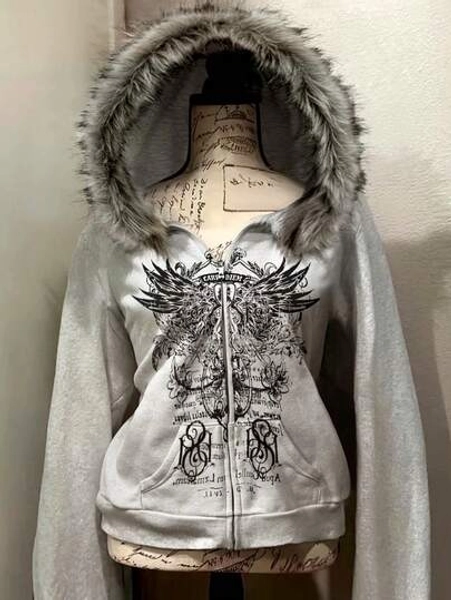 INAWLY Women's Popular Cropped Sweatshirt Jacket - Size XL