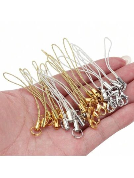 20pcs/Pack Metal Wire Phone Lanyard With Lobster Clasp, Single Loop Phone Strap