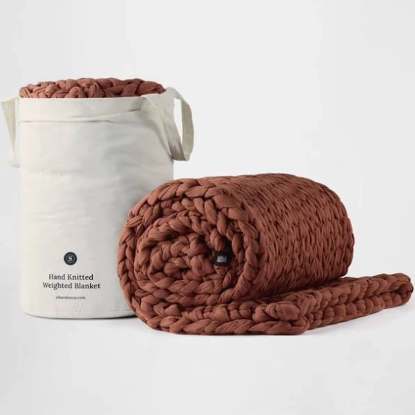 Silk & Snow Natural Hand Knit Weighted Blanket