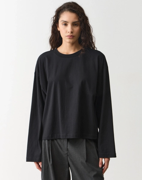 Cotton Boxy Long Sleeve Top