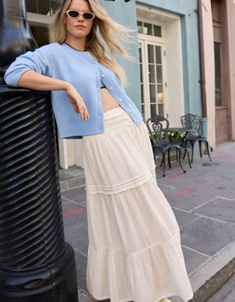 Aerie Boho Button Maxi Skirt
