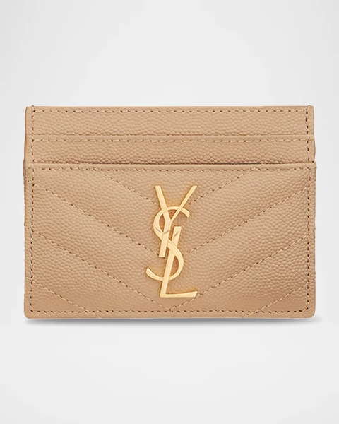 Cassandre YSL Monogram Card Case in Grained Leather