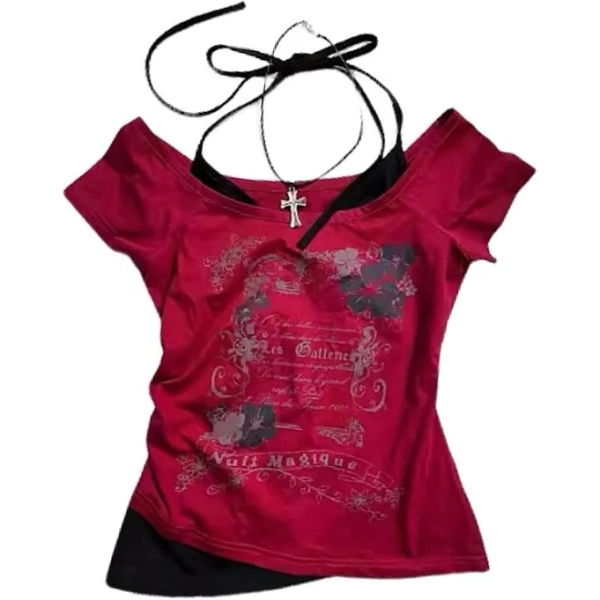 Women's Emo Grunge Graphic Baby Y2k Crop Top