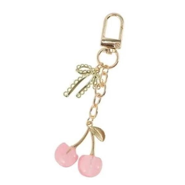 Pink Cherry Bow Purse Charm