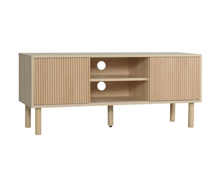 HOMCOM Móvel de TV Móvel para Televisão até 50 Polegadas com Portas de Correr Prateleiras Abertas e Orifícios para Cabos para Sala de Estar 115x40x49 cm Madeira