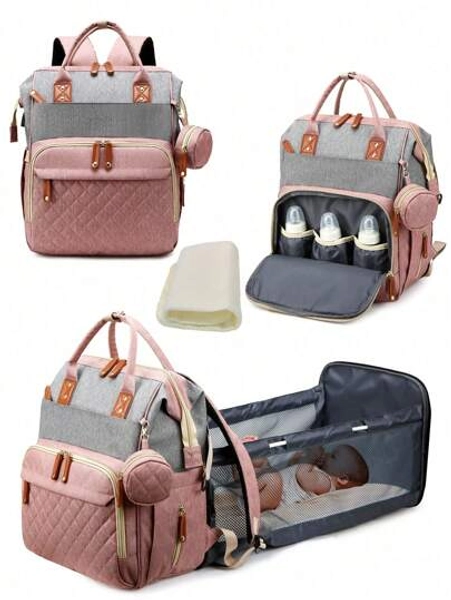1pc Baby Diaper Bag Backpack With Changing Station, Multifunction Portable Waterproof Large Capacity Travel Baby Changing Bags, Baby Stuff Organizer , Baby Registry Search, Baby Diaper Bags For Boys & Girls, Baby Shower Gifts, Newborn Baby Essential Gifts