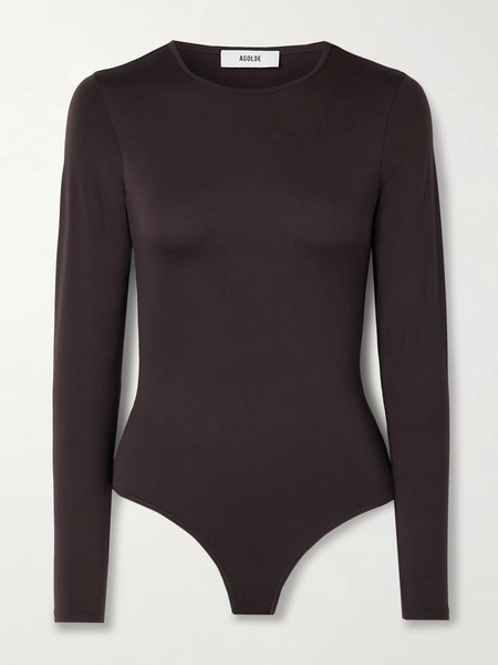 Aura stretch-jersey thong bodysuit - chocolate - x small