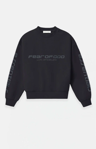 Vintage Black Crew Neck Cropped Relaxed Sweatshirt