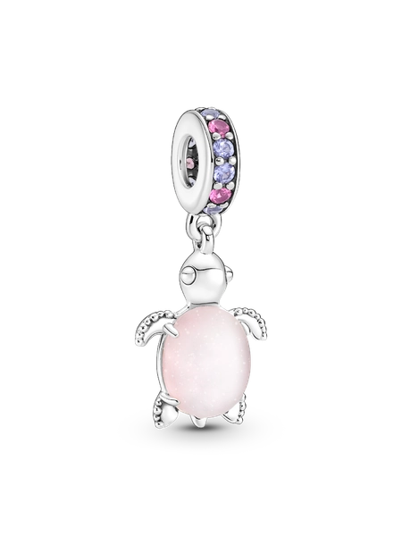 Murano Glass Pink Sea Turtle Dangle Charm
