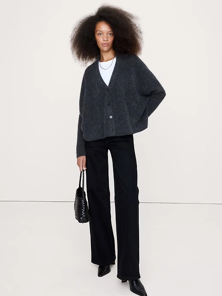 Oversized Lightweight Brushed Cashmere Cardigan