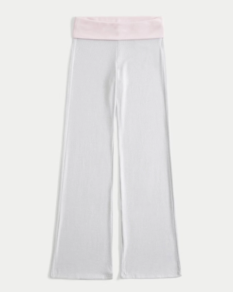 Foldover Waist Knit Flare Pants