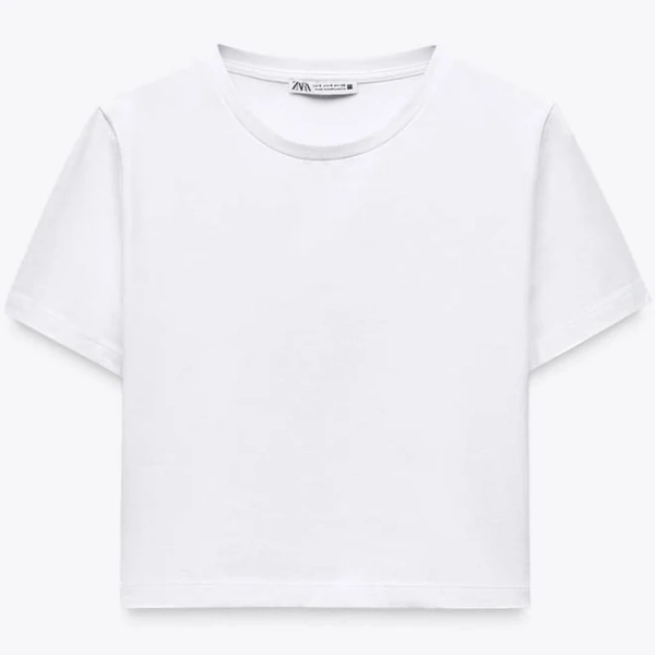 Zara Women's Cropped Short Sleeve Top