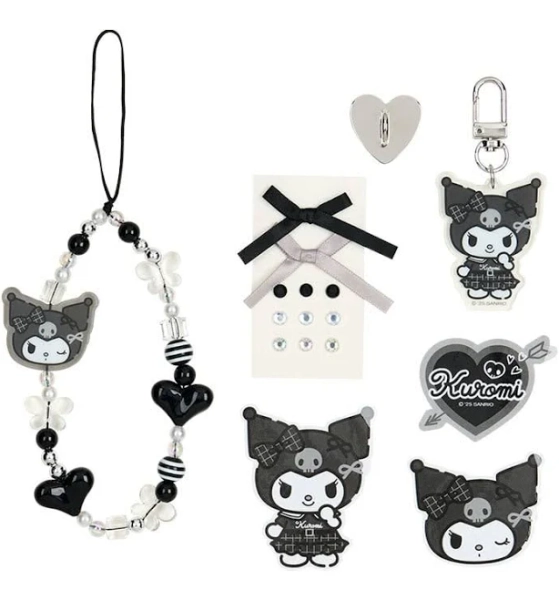Sanrio Kuromi Monochrome Silver Houndstooth Charm Set