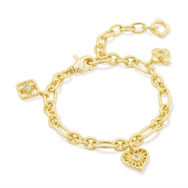 Kendra Scott Lacie Statement Charm Bracelet - Ivory Mother of Pearl: 14K Gold Over Brass, Lobster Claw Clasp
