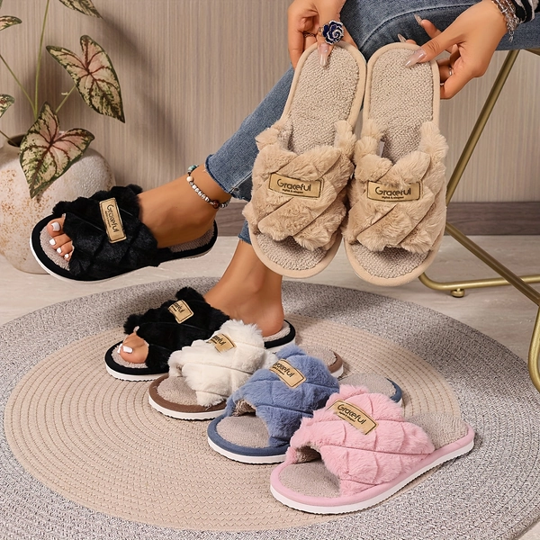 Women'S Cozy Fleece-Lined Slip-On Slippers - Warm Winter Indoor Shoes with Non-Slip EVA Sole, Soft Fabric Upper & Lining, Casual Home Slippers for Couples, Hand Washable, Winter Slippers | Cozy Slipon | EVA Sole Slippers, Women'S Slippers On, Winter Slip On Shoe Women Slip On, Indoor Winter Slipper, Medium Cushion Indoor Slippers