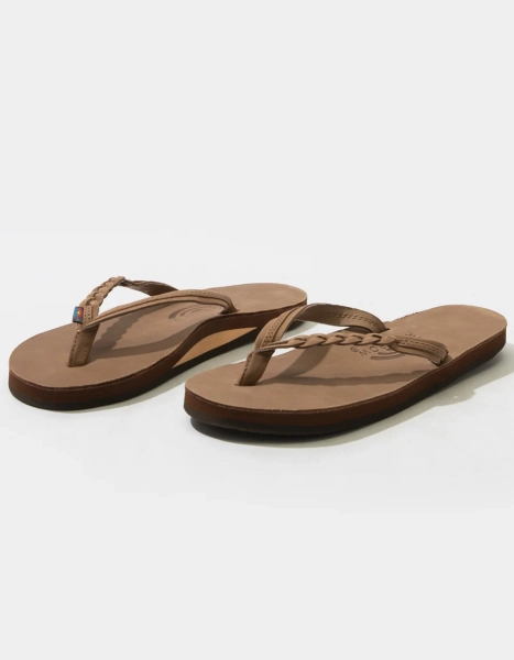 RAINBOW Flirty Braidy Womens Flip Flops - DARK BROWN - S (5.5-6.5)