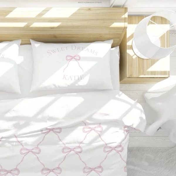 Preppy Pink Bow Sweet Dreams Accent Pillow