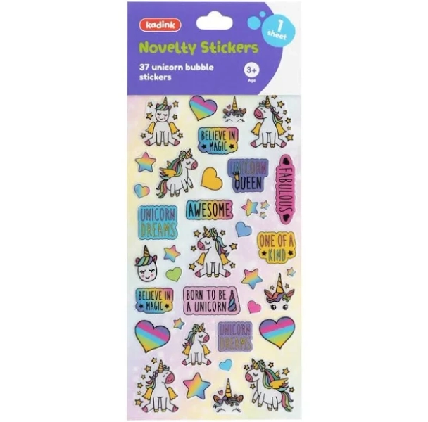 Kadink Bubble Sticker Sheet Unicorn Design