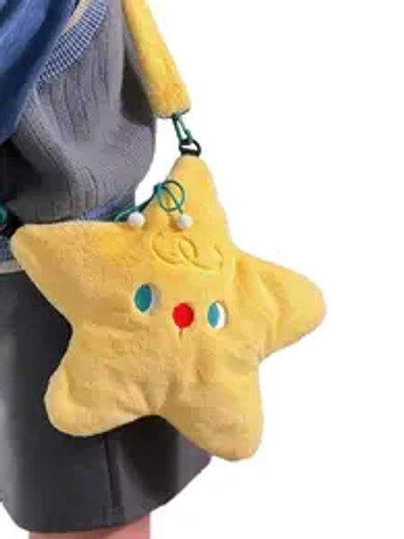 Cute Cartoon Star Plush Crossbody Bag, Unique Design Shoulder Bag, Pentagram Phone Coin Purse, Party Makeup Tissue Holder, Student Backpack Gift