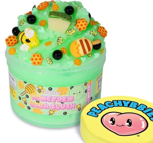 Peachybbies Honeydew Boba Slush Slime