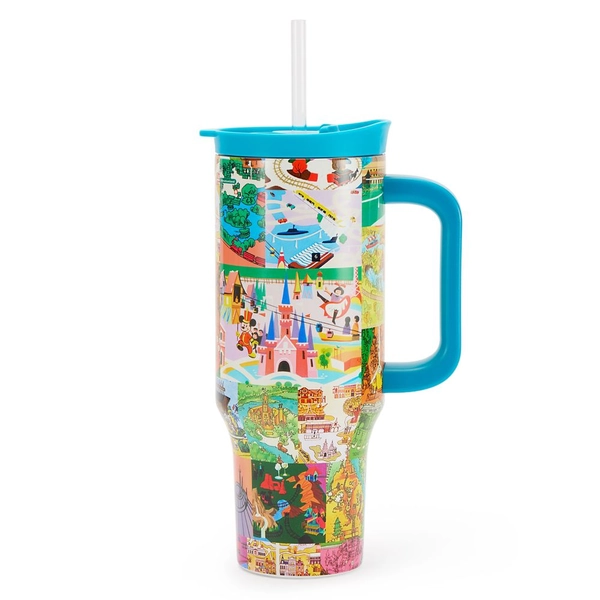 Disney Parks Vintage Maps 40 oz. Stainless Steel Travel Cup with Straw | Disney Store