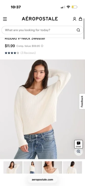 Ribbed V-Neck Sweater