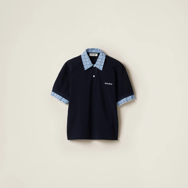 Camisa polo em piquê e popeline