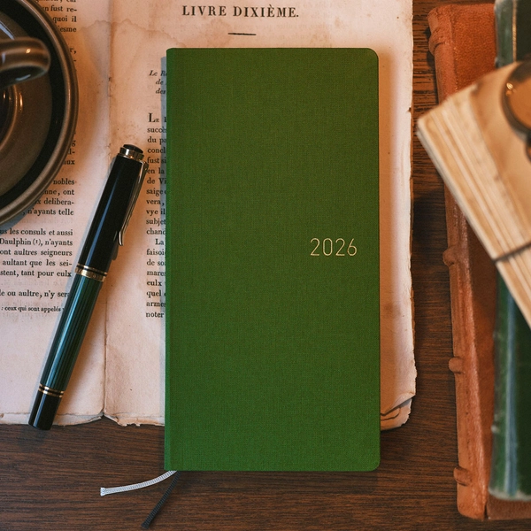 Colors: Antique Green Weeks Hardcover Book / Weekly Horizontal / ENG or JPN edition / Jan start / Mon start - Techo Lineup - Hobonichi Techo 2026