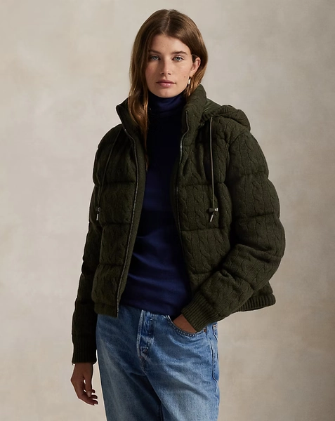 Cable-Knit Wool-Cashmere Puffer Jacket
