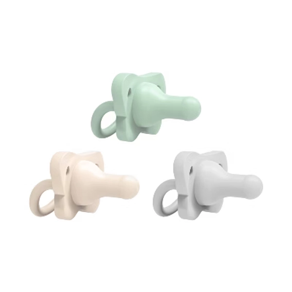 Dr. Brown's HappyPaci One-Piece 100% Silicone Pacifier - 0-6 Months - 3pk - Cool Gray/Green/Ecru: BPA-Free
