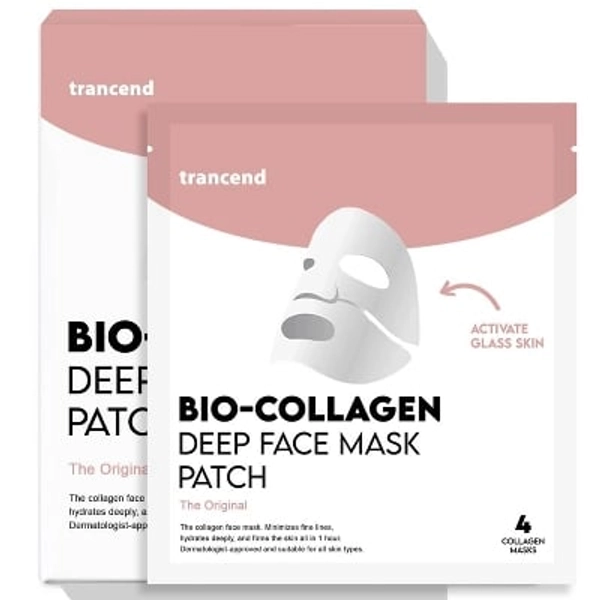 Trancend Bio-Collagen Face Mask K Beauty Skin Care Hydrating for Pores & Elasticity, 4 Pack