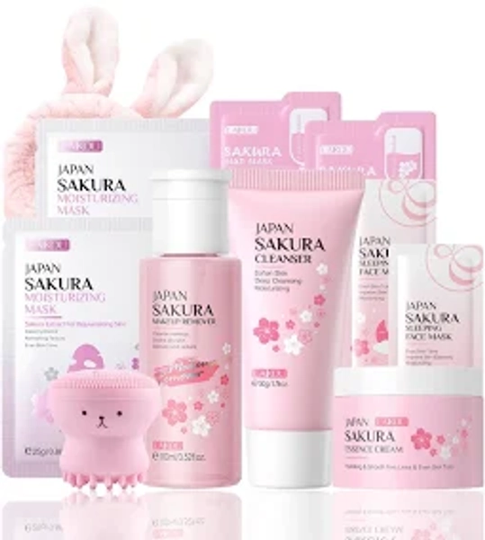 Sakura Facial Kit - 11PCS Skincare Set - Gifts for Teenage Girls - Teenage Girls Gifts - Skin Care Sets & Kits - Mothers Day Gift Set - Skin Care Set