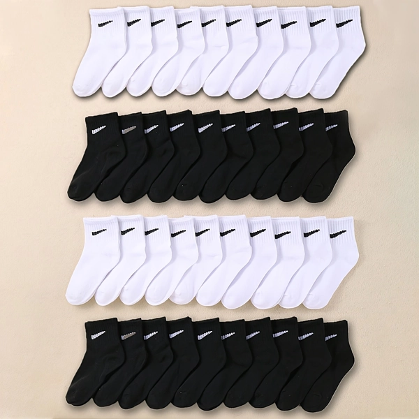 10 Pairs of Black And White Socks Suitable for Daily Life, Boys And Girls, Media