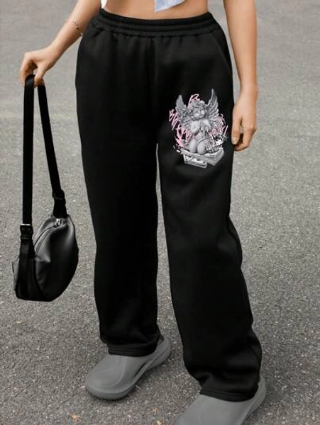 INAWLY Women Tie Front Pocket Printed Casual Sweatpants, For Everyday Wear Graduation,Back To School Outfits,Graduation,Teacher Outfits For Women,Back To School Fall Cloth For Women
