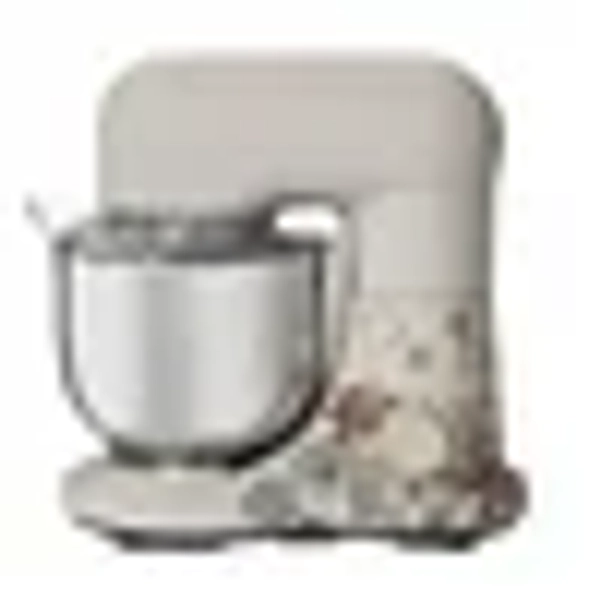 Beautiful 3.5 Qt Stand Mixer with Flat Beater, Dough Hook, Balloon Whisk, Wildflower Porcini Taupe by Drew Barrymore