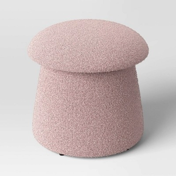 Mushroom Upholstered Storage Ottoman Pink Boucle- Room Essentials™