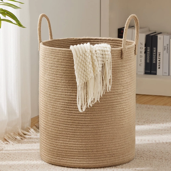 Jute Rope Laundry Hamper Basket by , 58L Tall Laundry Basket,  Hamper for Blanket Storage for Bedroom-Large-Jute - Walmart.com