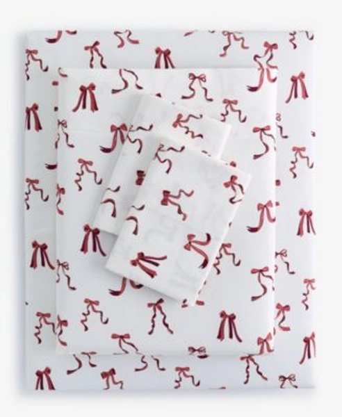 550 Thread Count Holiday Printed Cotton 4-Pc. Sheet Set, Full, Exclusively at Macy’s