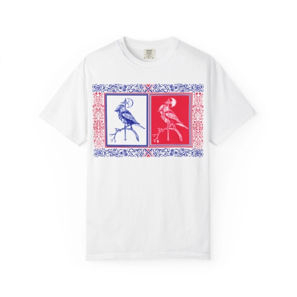 Nicholas Woodcut Red and Blue T-Shirt