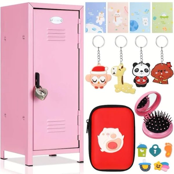 12pcs Mini Locker 10.8 Inch Miniature Storage With Lock And 2 Keys Locker Small Locker Cute Functional, Pink locker, Doll locker, Storage lockers,