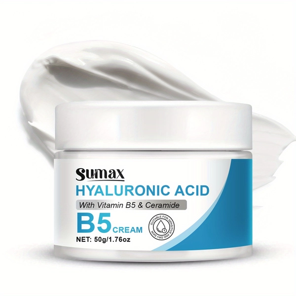 SUMAX 50g Hyaluronic Acid B5 Cream with Vitamin B5 - Long-Lasting Hydration, Sensitive Beige, Day & Night Moisturizer for Oily & Dry Beige Care